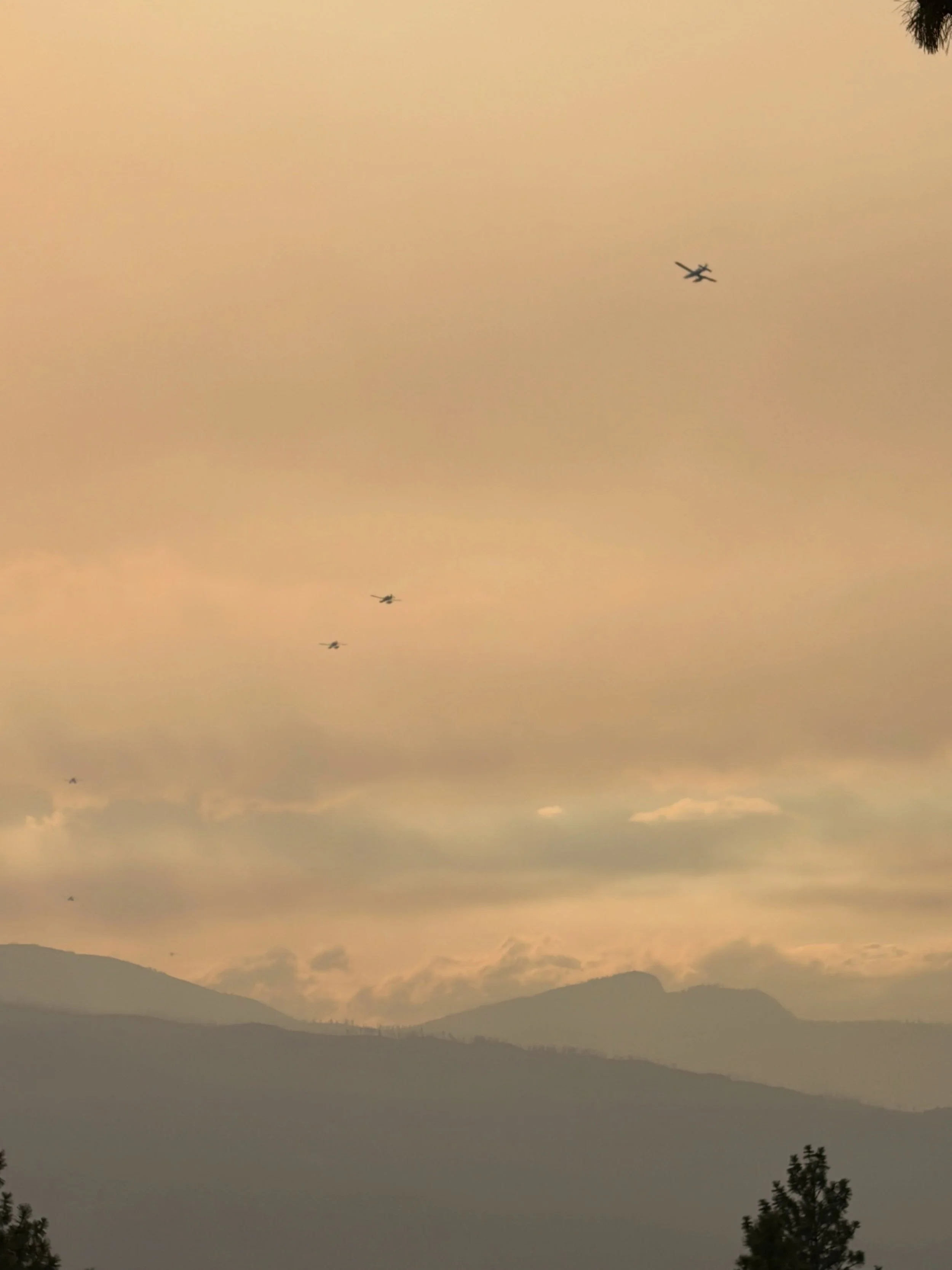 Planes hitting the fire above La Casa , westside road .