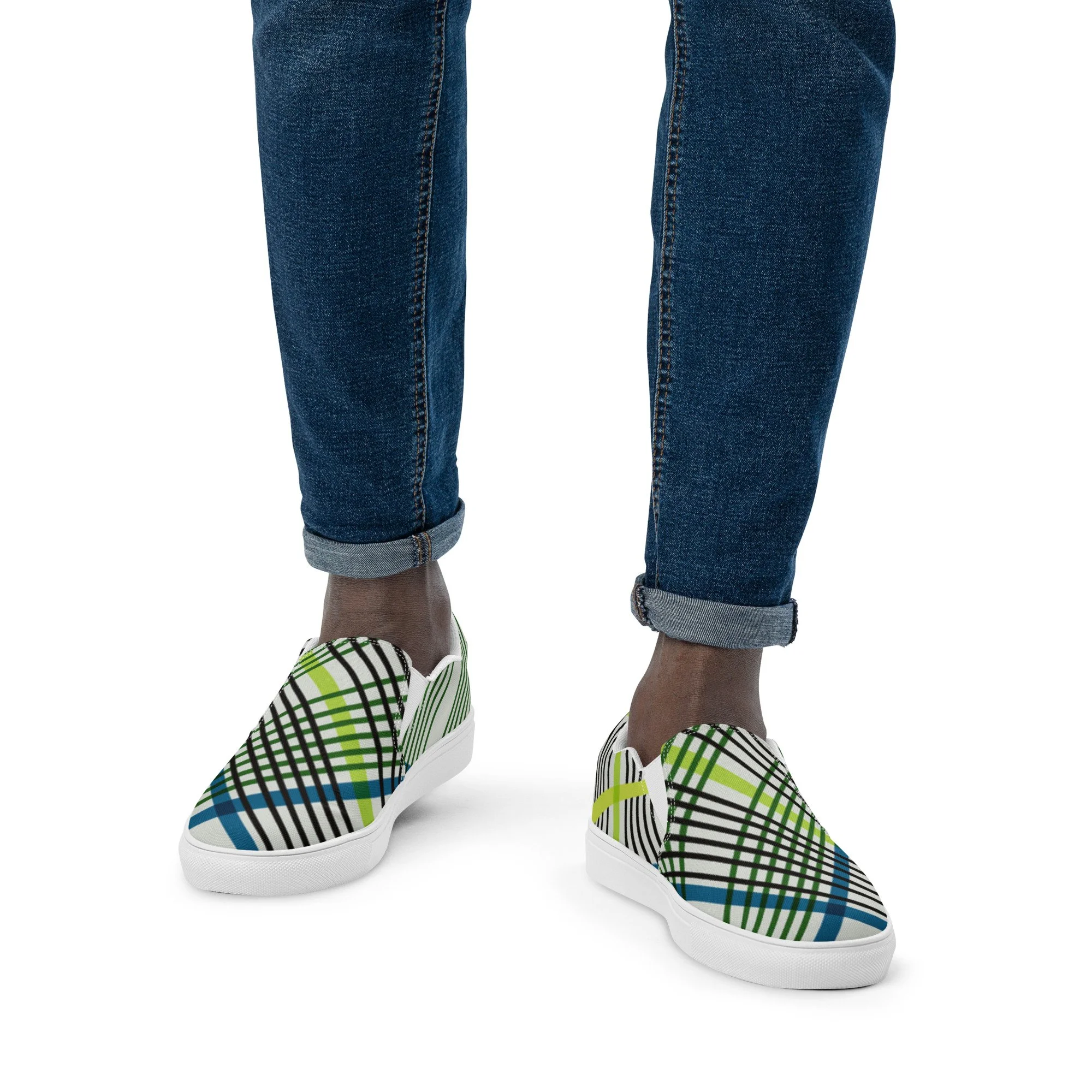 Bright Vintage 90's Design Men’s slip-on canvas shoes