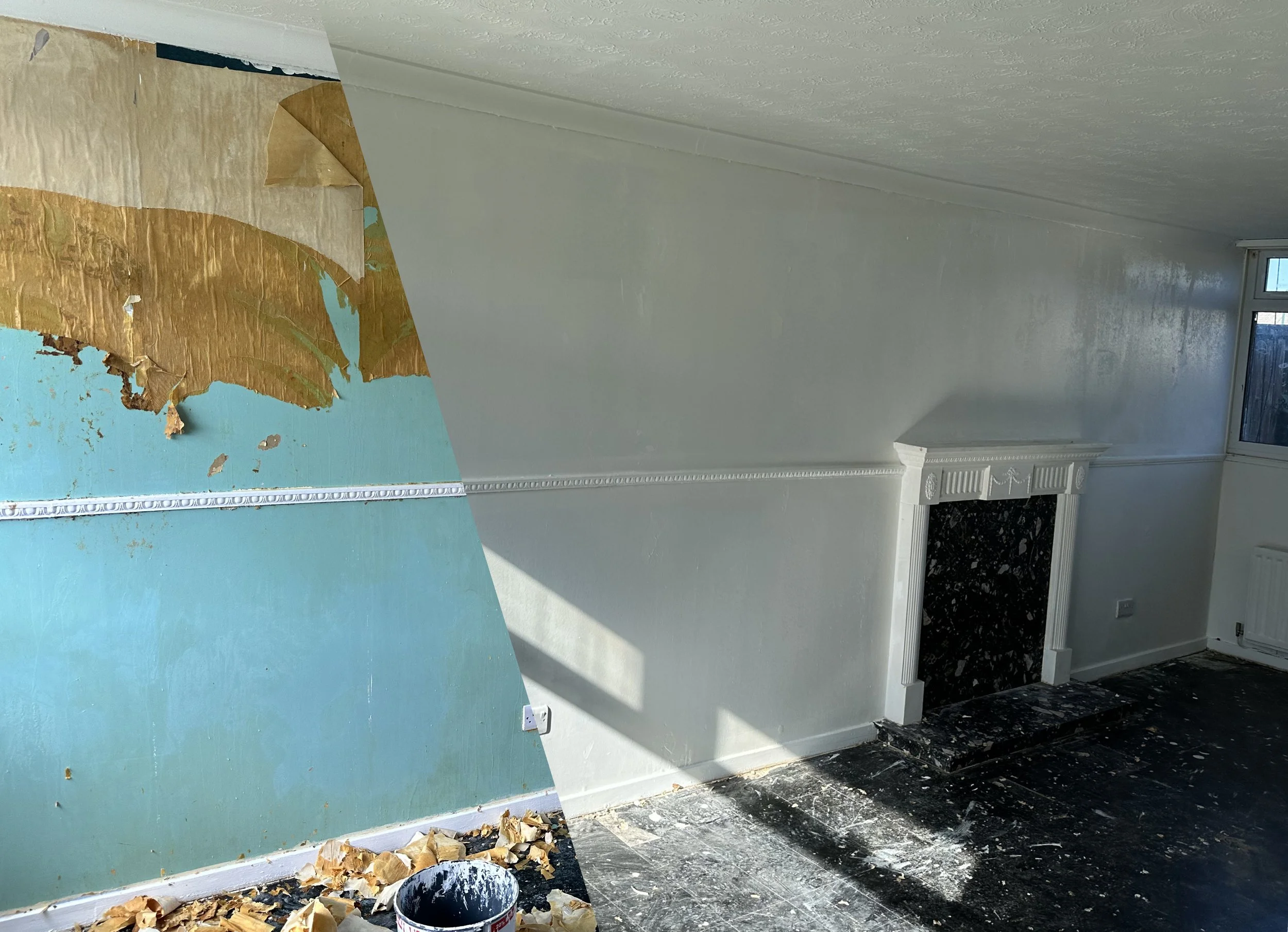Before and after living room renovation Teesside