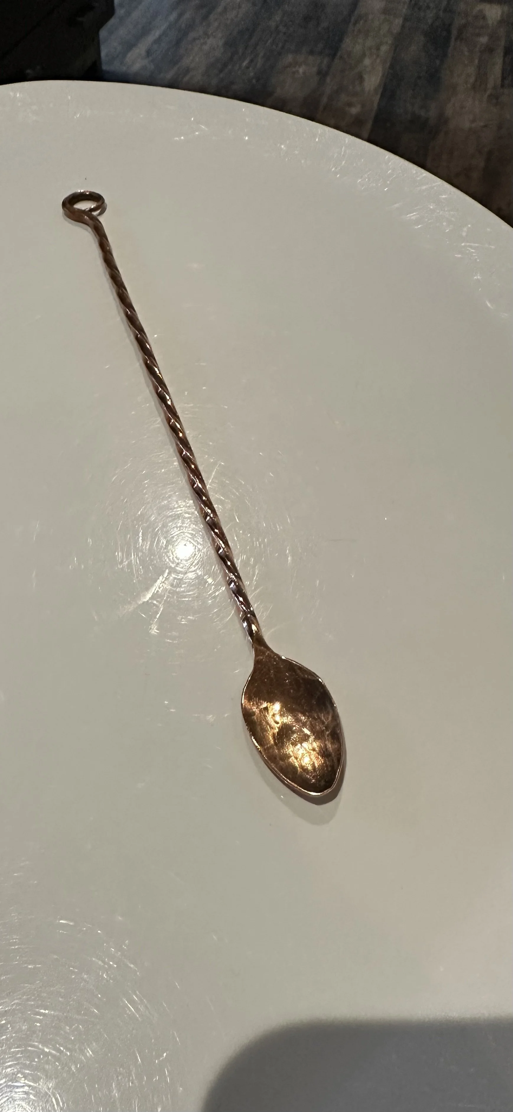 Copper stir spoon - medium length
