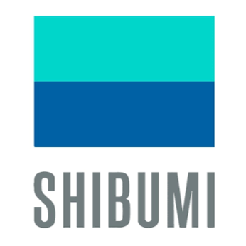 Logo featuring a teal and dark blue rectangle with the text 'SHIBUMI' underneath.