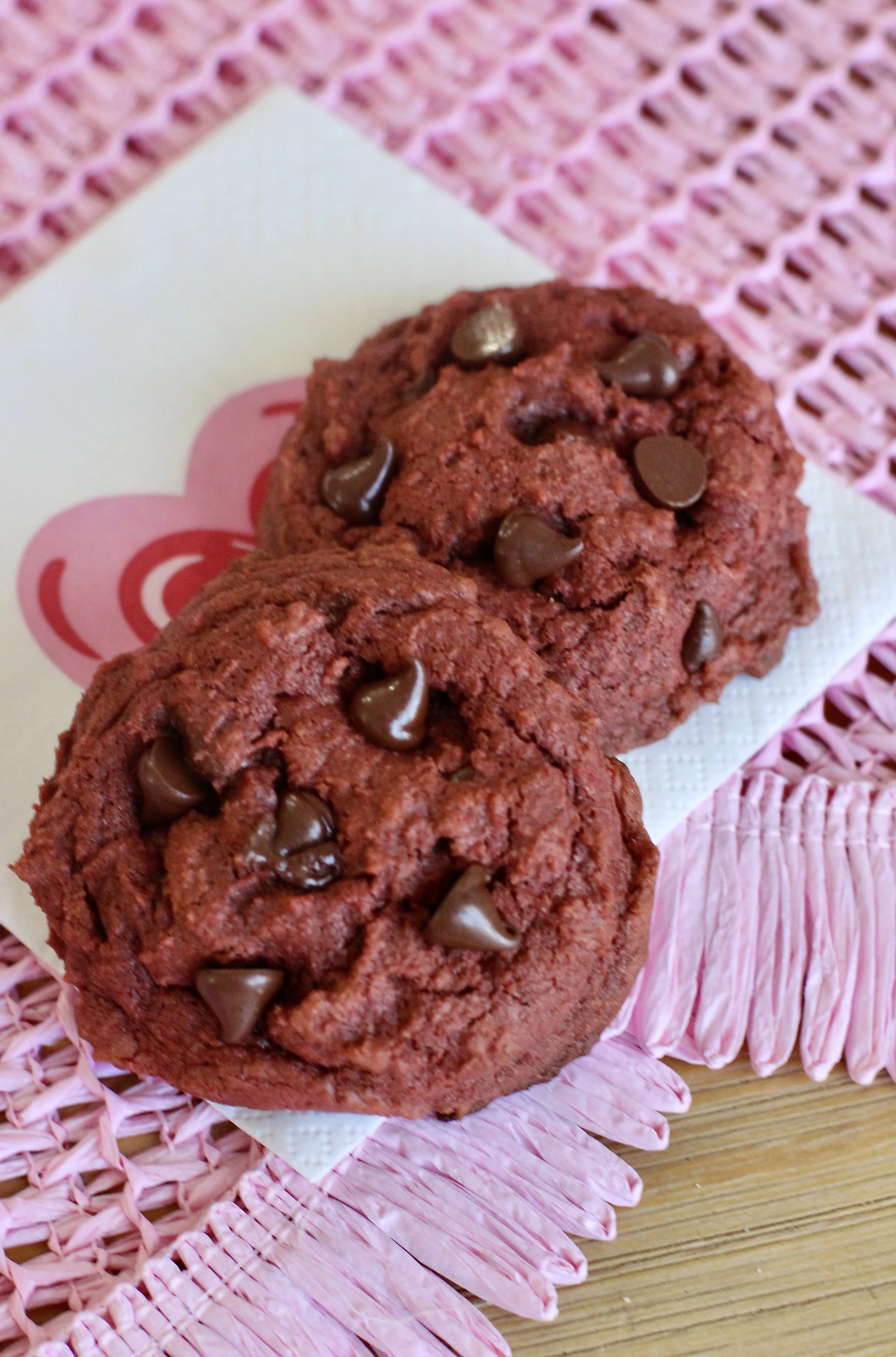 Red Velvet Chocolate Chip Cookies