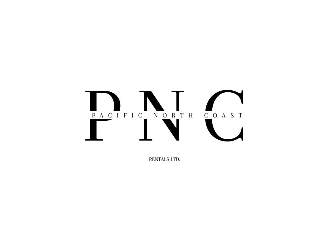 Logo of Pacific North Coast Rentals Ltd. with large stylized letters P N C, and smaller text underneath reading "Pacific North Coast" and at the bottom "Rentals Ltd."