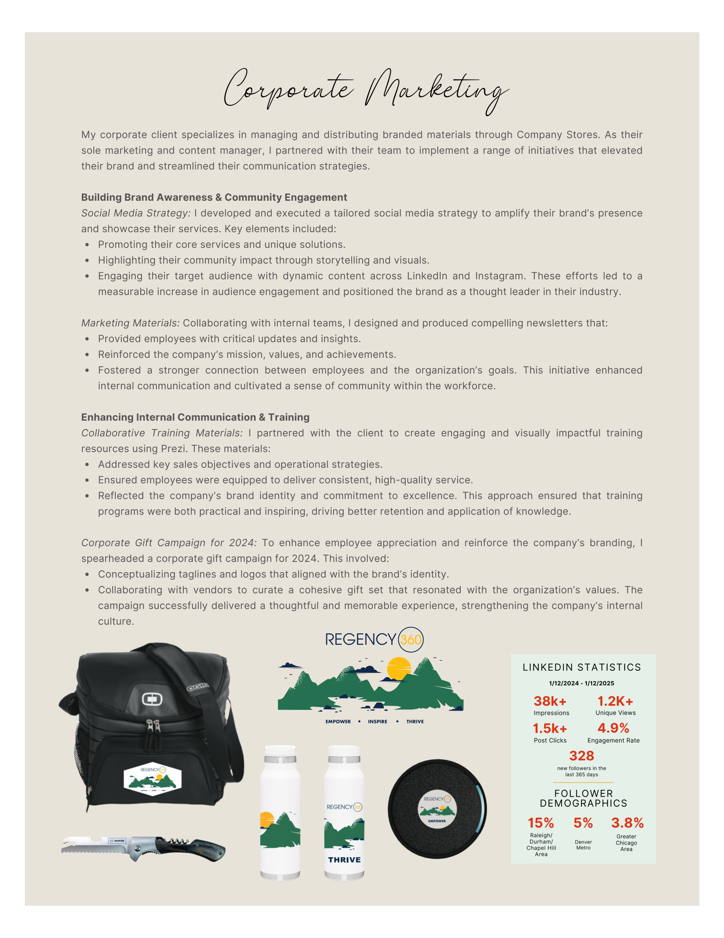 Marketing Services for Regency360.