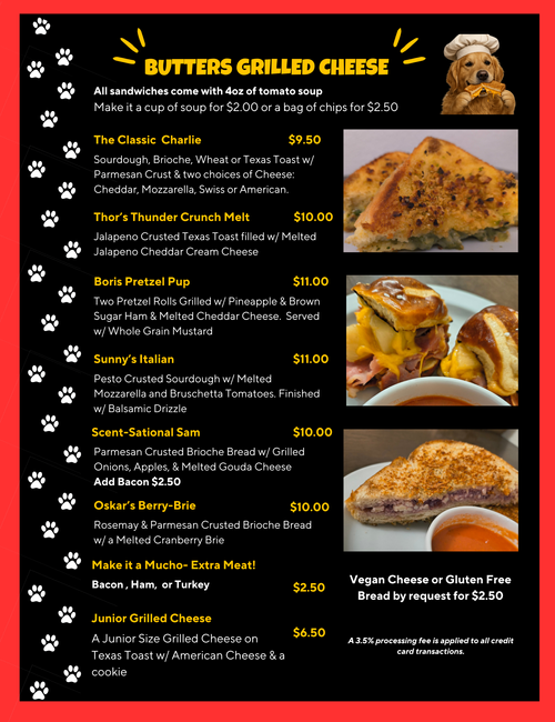 Menu 1 — Butters Grilled Cheese