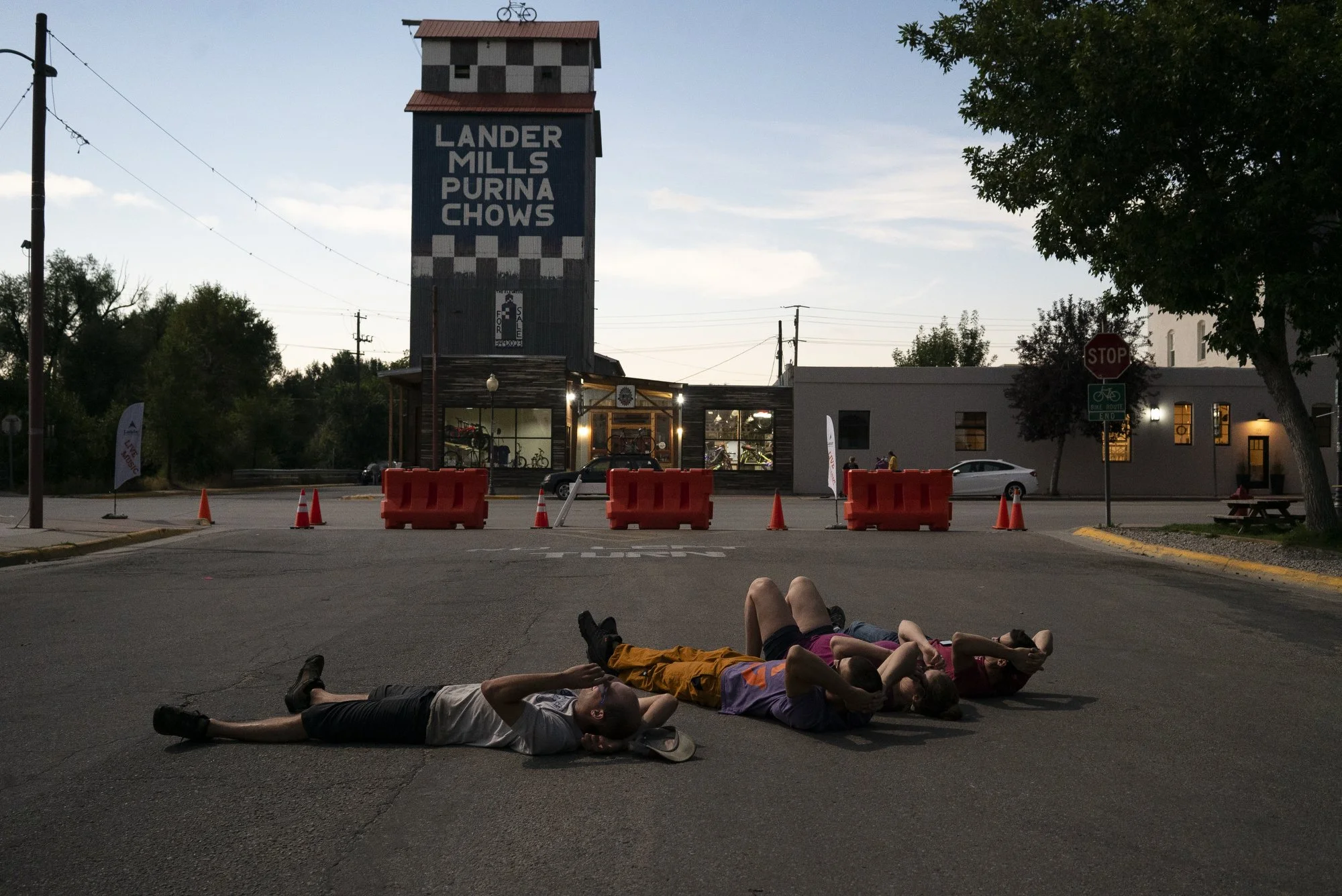 A group of friends observes a solar eclipse from Jaycee Park in Lander, WY where people flocked to view the 2017 solar eclipse where the sun became completely covered by the moon. Although the city expected to have a lot of traffic, most viewers seem