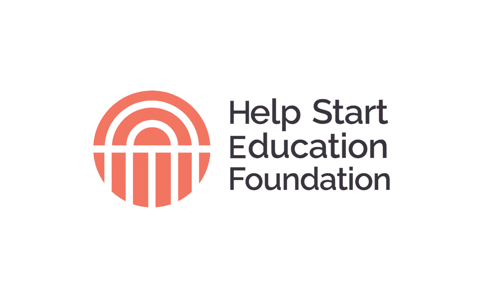 Logo of Help Start Education Foundation with a circular graphic of a stylized tree or fingerprint next to the text.