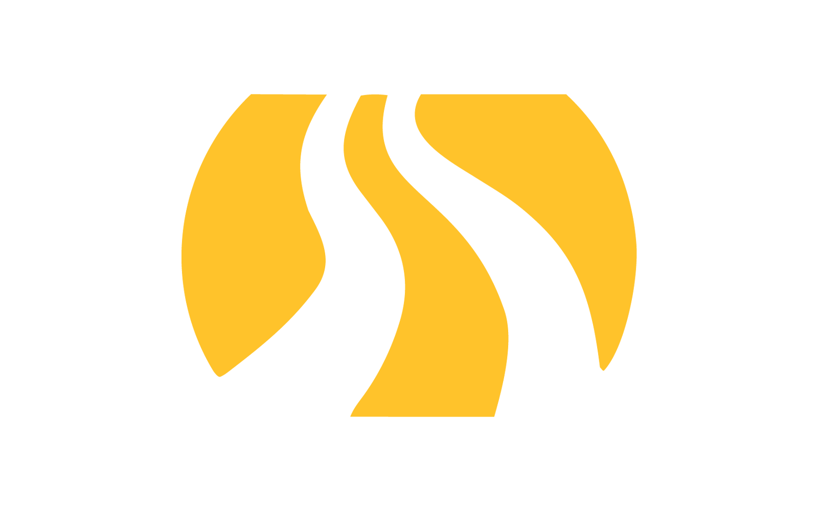 Yellow circle with stylized white roads or pathways inside.
