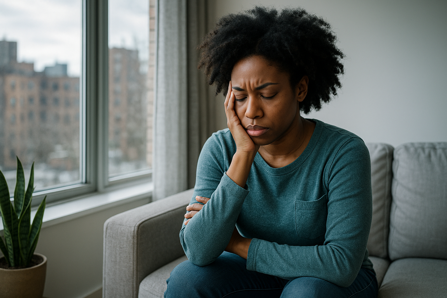 Black woman with perimenopause symptoms