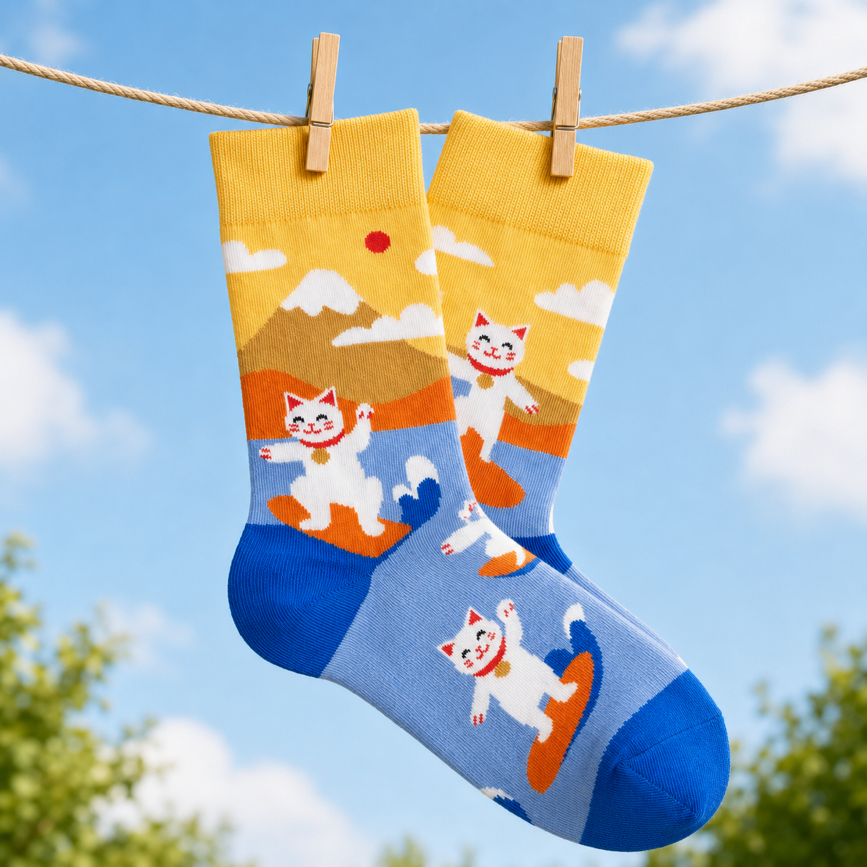 Surfer Cat Socks