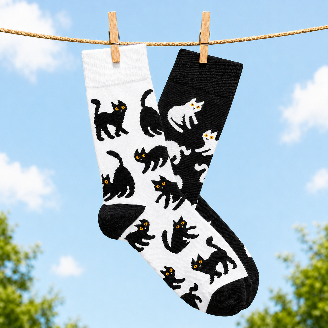 B&W Cats Socks (mismatched)