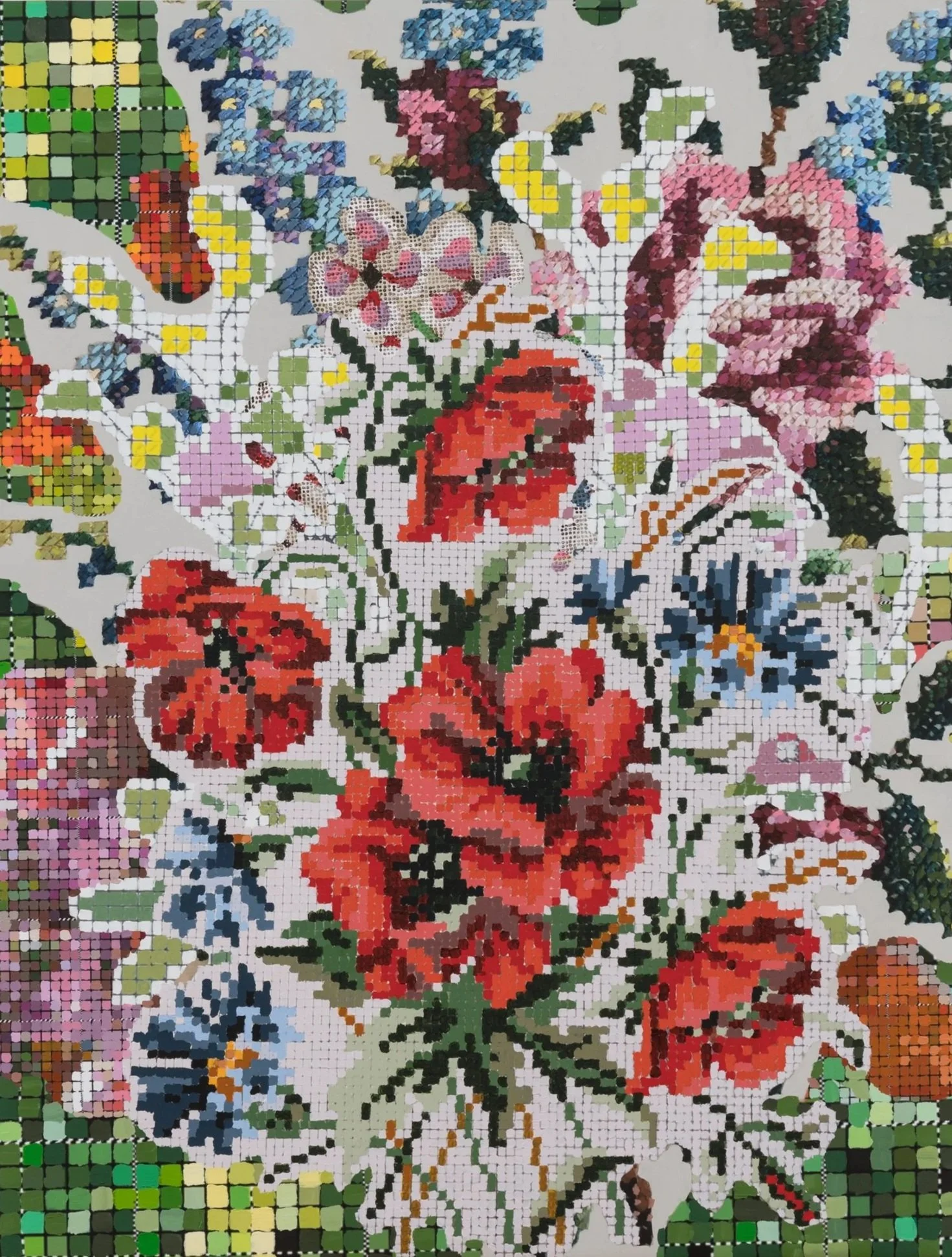 Floral Remix Poppies, 2021. Acrylic on canvas, 50 x 38".