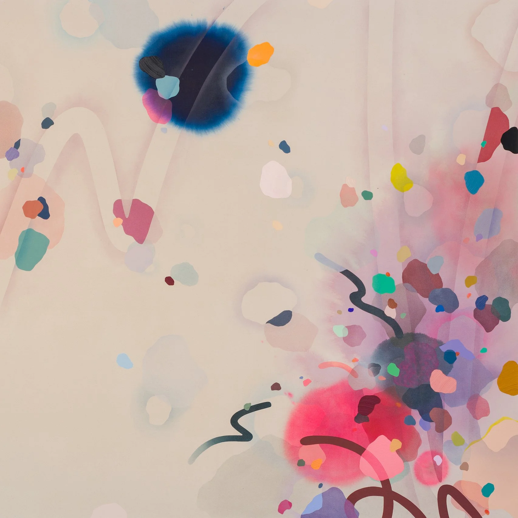 Calamity, 2022. Acrylic, ink, and Flashe on canvas, 72 x 72". 