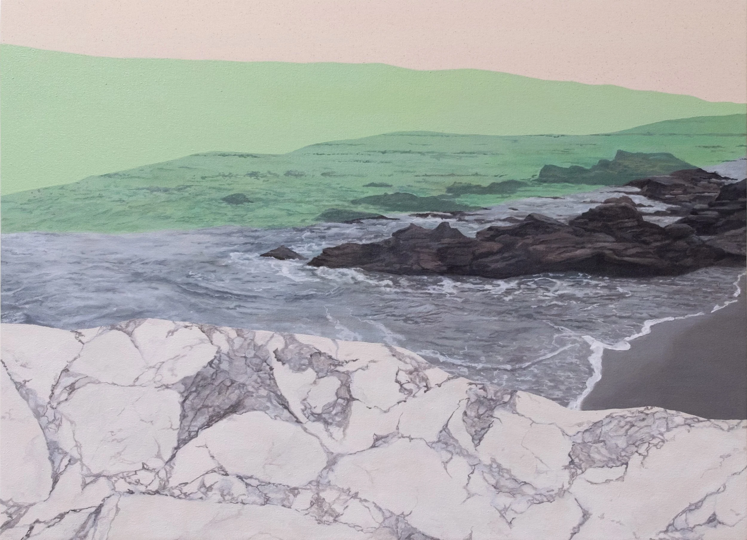 Marble/The Sea, 2023. Acrylic on canvas, 22 x 30". 