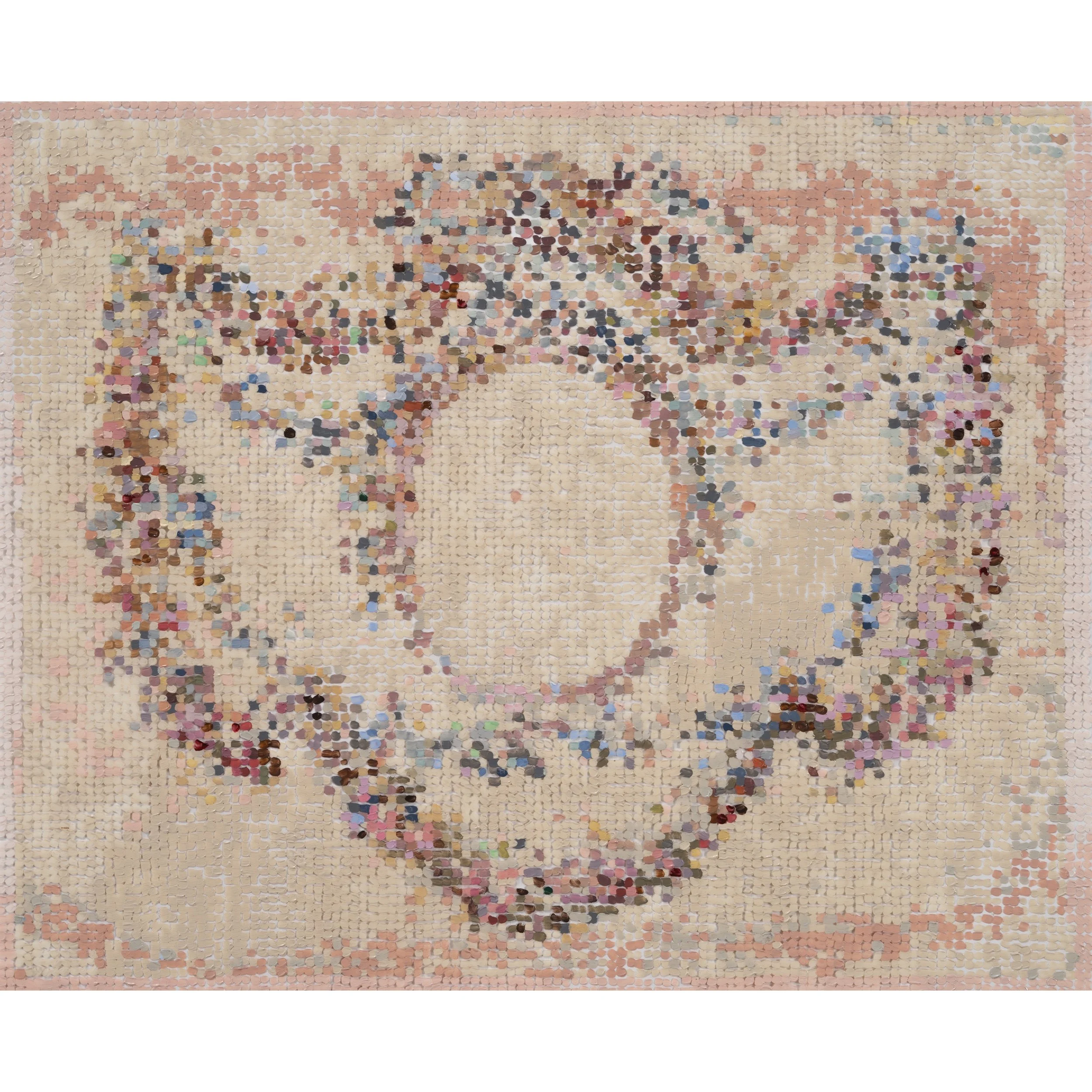 Kirstin Lamb, French Wallpaper Pink and Beige Frieze, 12.5 x 15 in