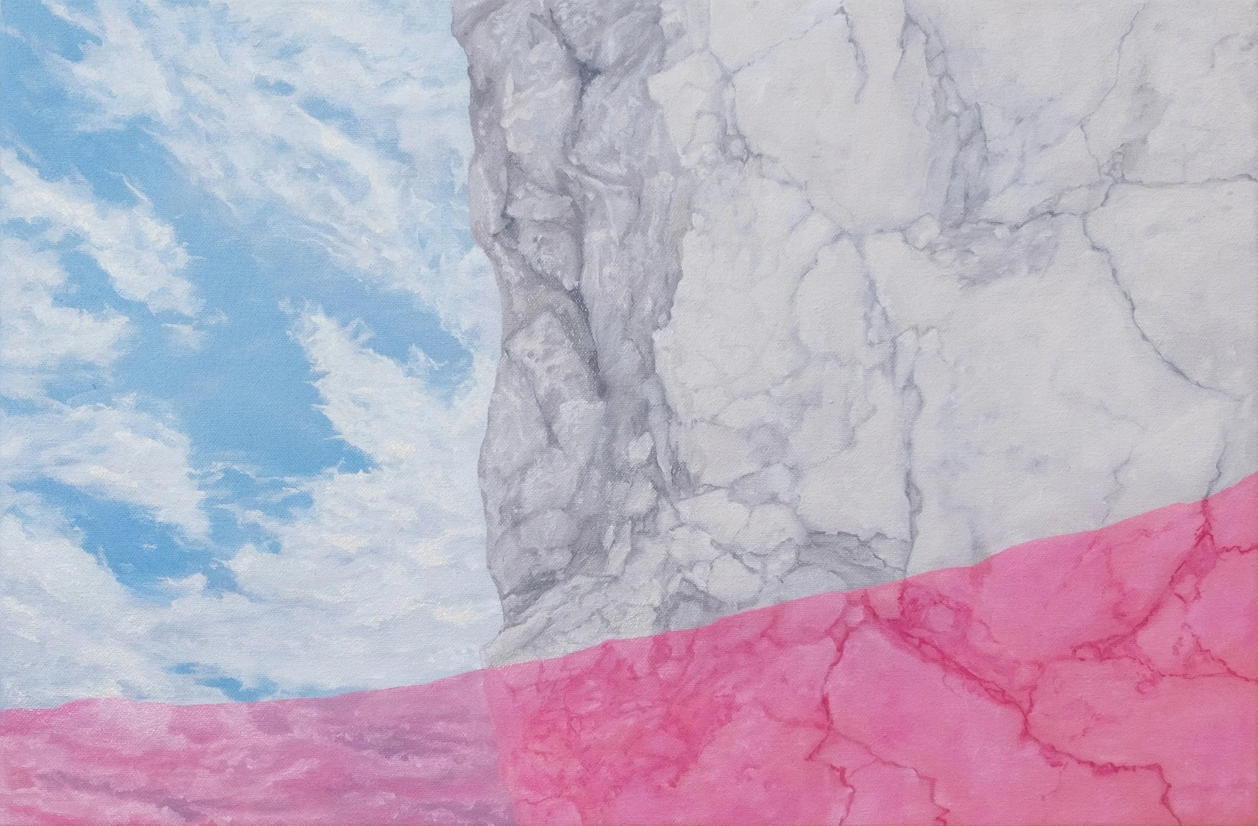 Solidified Concrete/Sky, 2025. Oil on canvas, 12 x 18". 