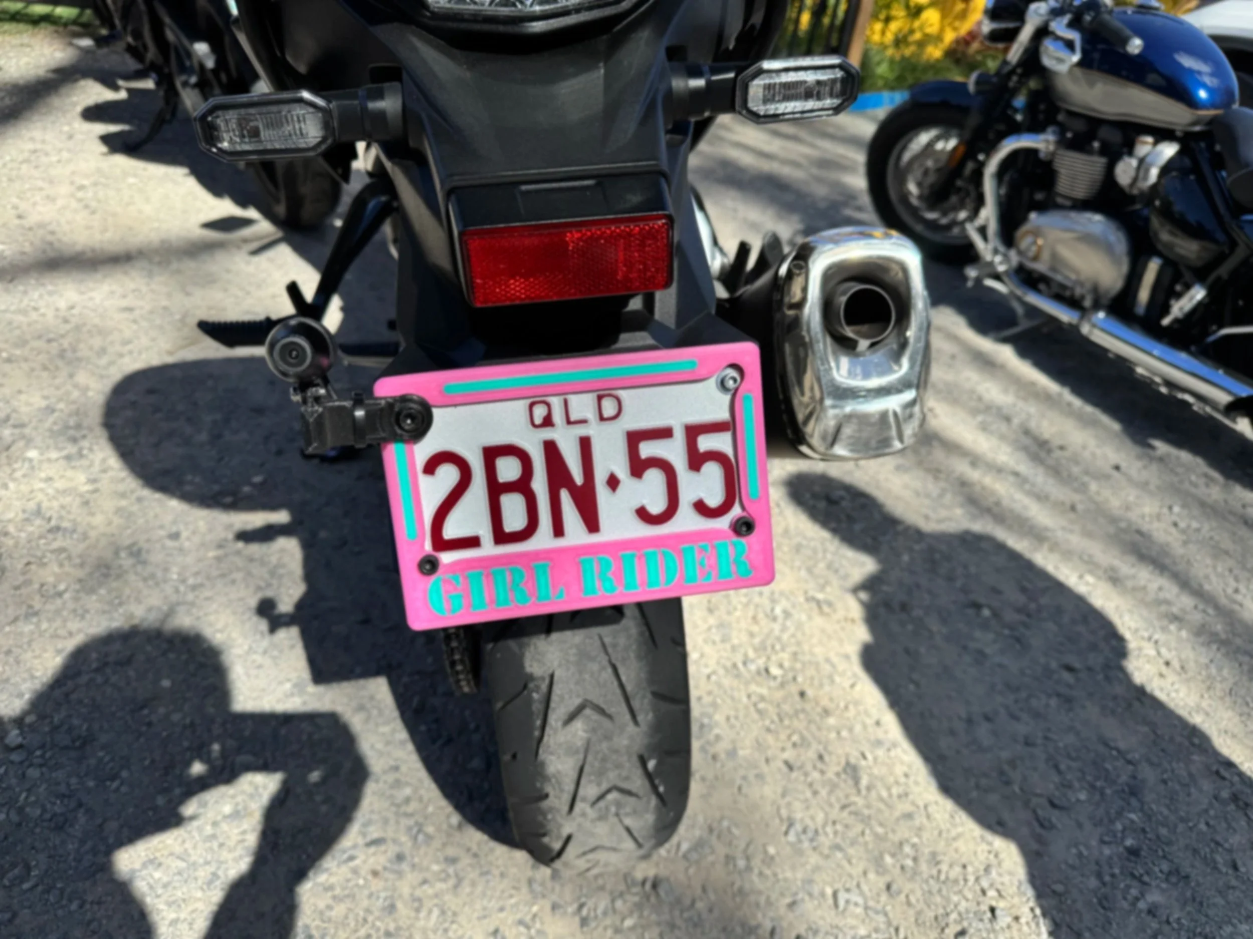 Girl rider number plate frame