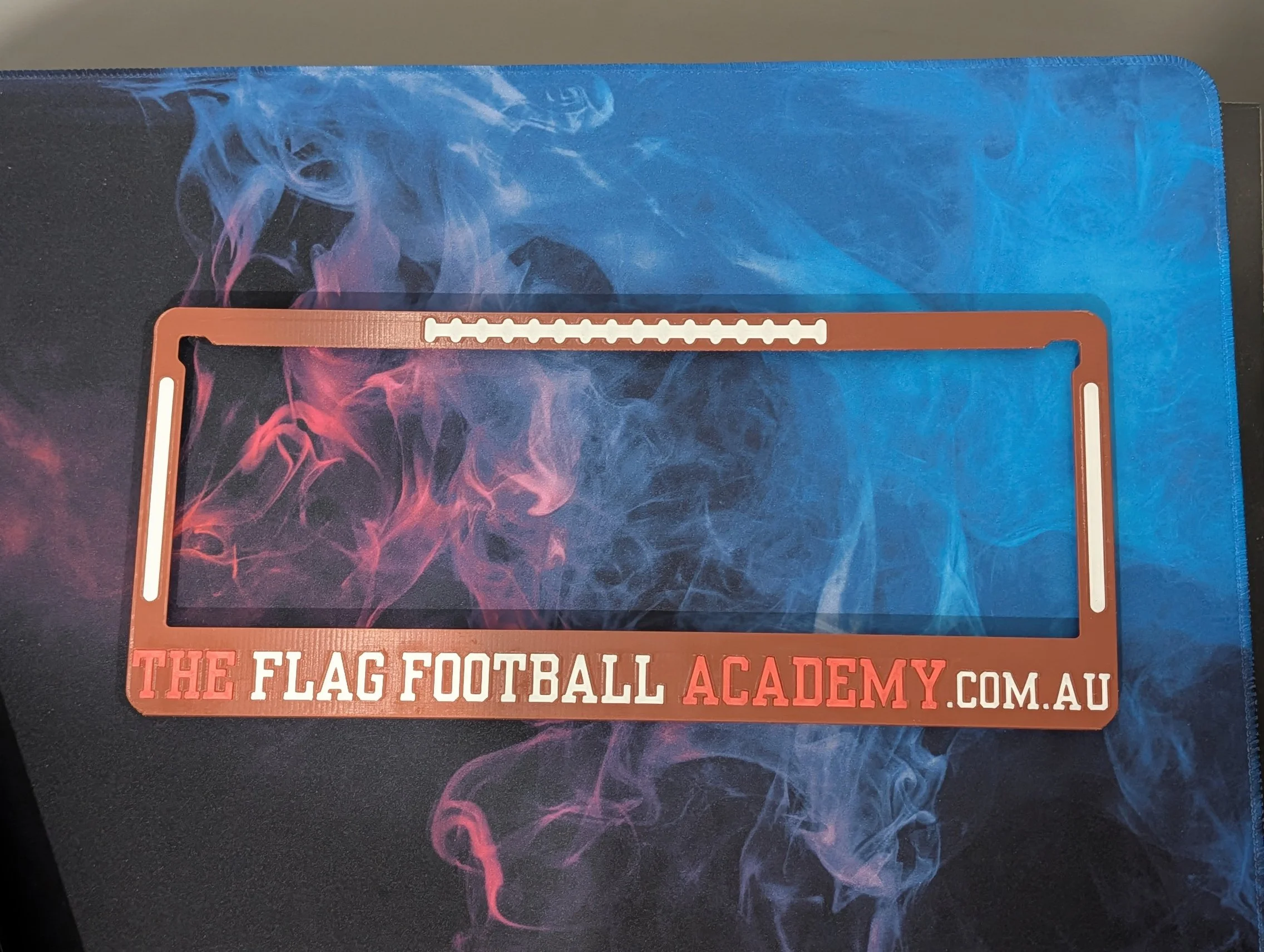 Branded number plate frame