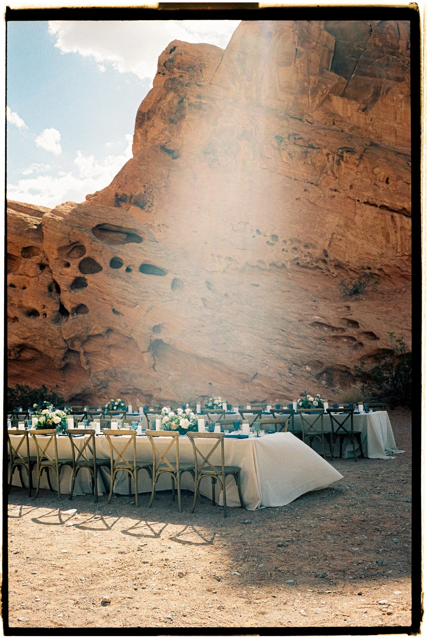 valley of fire reception details under red rocks on film