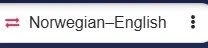 Text showing 'Norwegian–English' language options on a mobile device