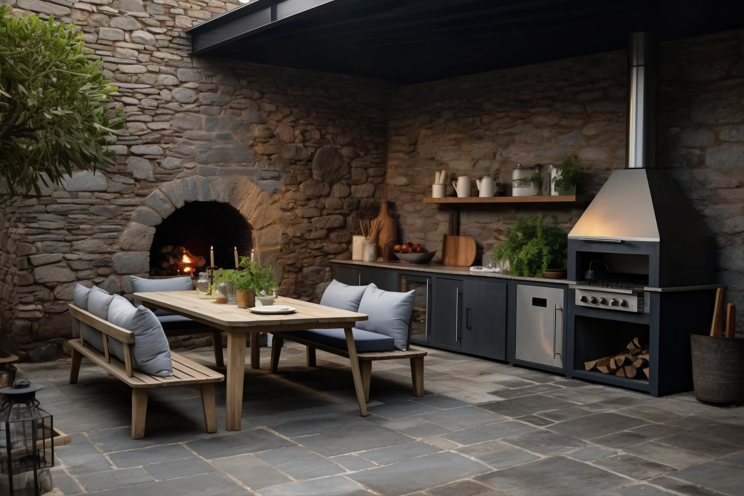 An outdoor kitchen