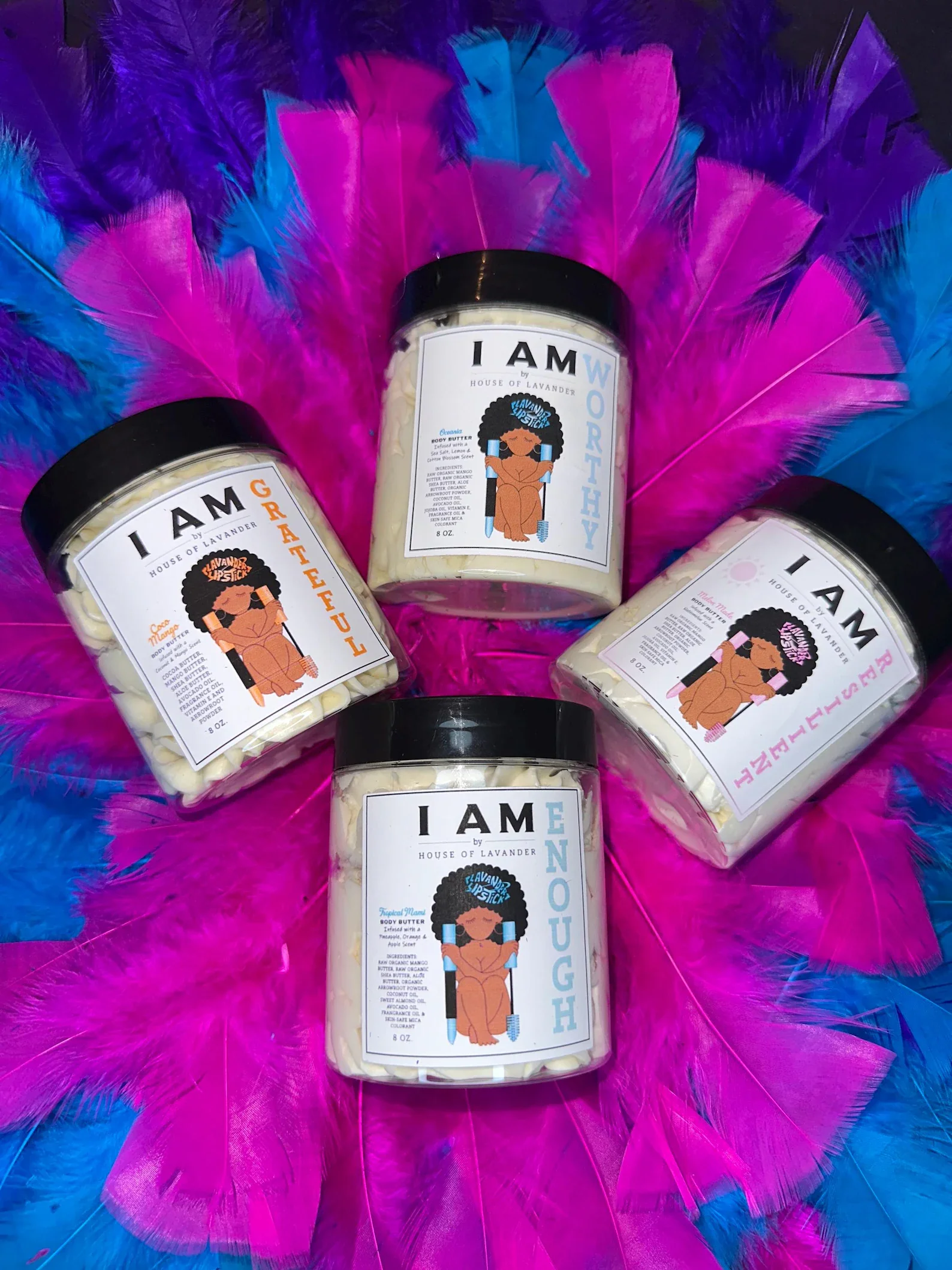 Logo on body butter for brand called House of Lavander