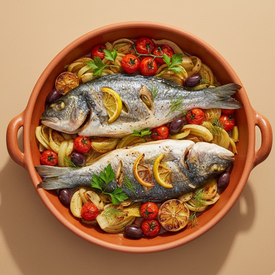 Whole Branzino with Burst Tomatoes and Shaved Fennel