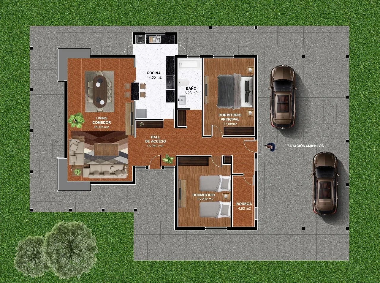 Parcela de 5.000 m² ubicada en el sector Variante San Ignacio, con vivienda regularizada de 140 m² útiles construidos que dispone de hall de acceso, recibidor, living comedor, cocina americana, un baño, dos dormitorios y una despensa. La propiedad cu