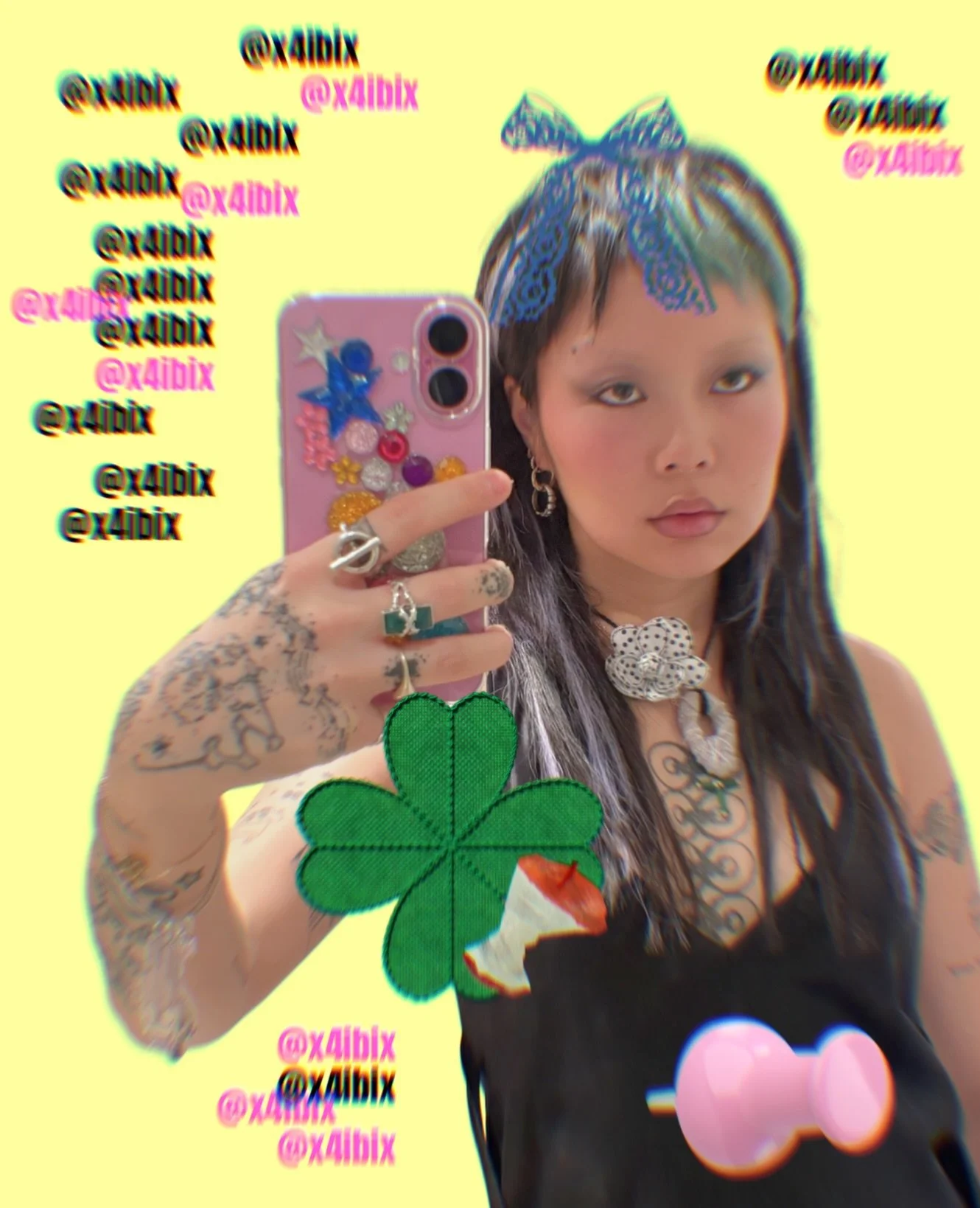 ku$tom phone case, guitar string bracelets &amp; rope necklace #4ibigirl 🍀🎀✨💫