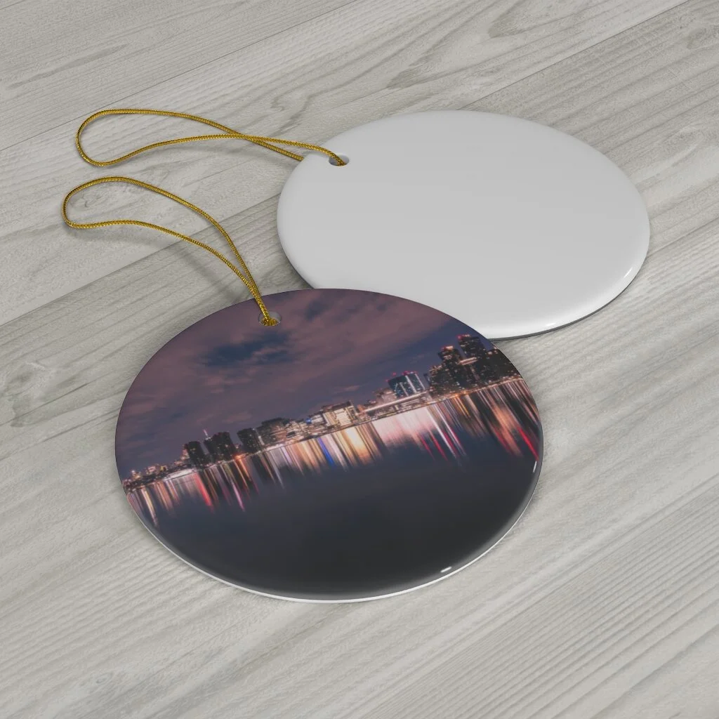 Round Ceramic Ornaments (NYC Skyline)