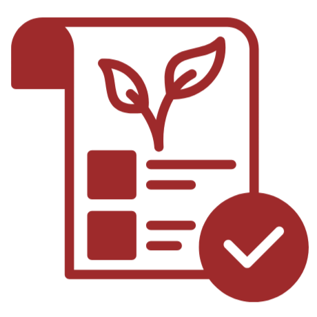 Icon of a checklist with two boxes, a leaf, and a check mark, representing an environmental or eco-friendly checklist.