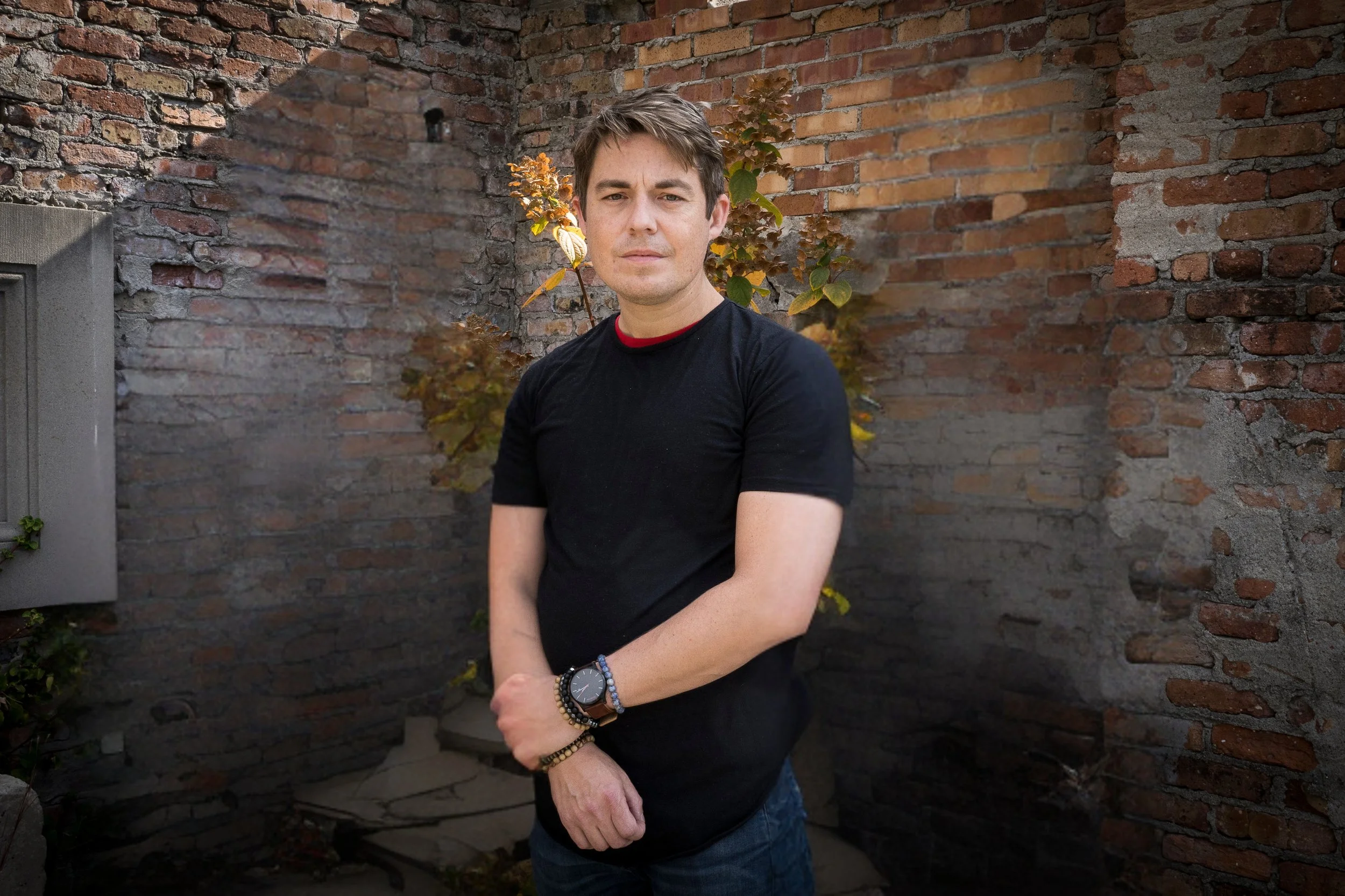 Jay Acton photographed at The Ruins in Indianapolis.