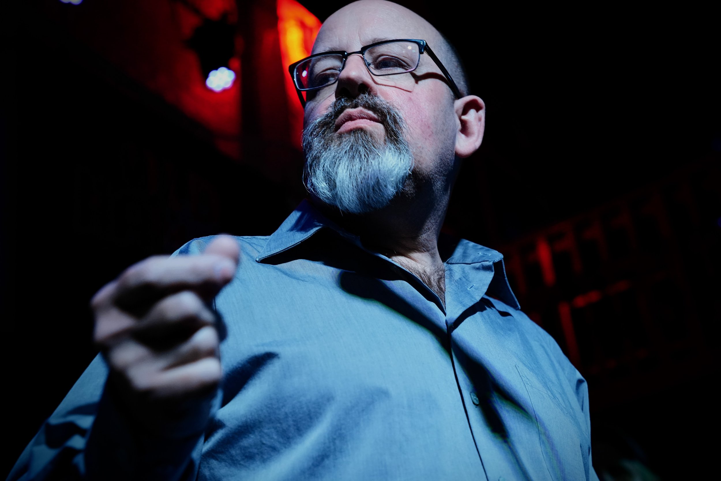 Tom Harold, of Tom Harold and the Fallen Angels performs live blues under the glowing lights of the world-famous Slippery Noodle in Indianapolis.