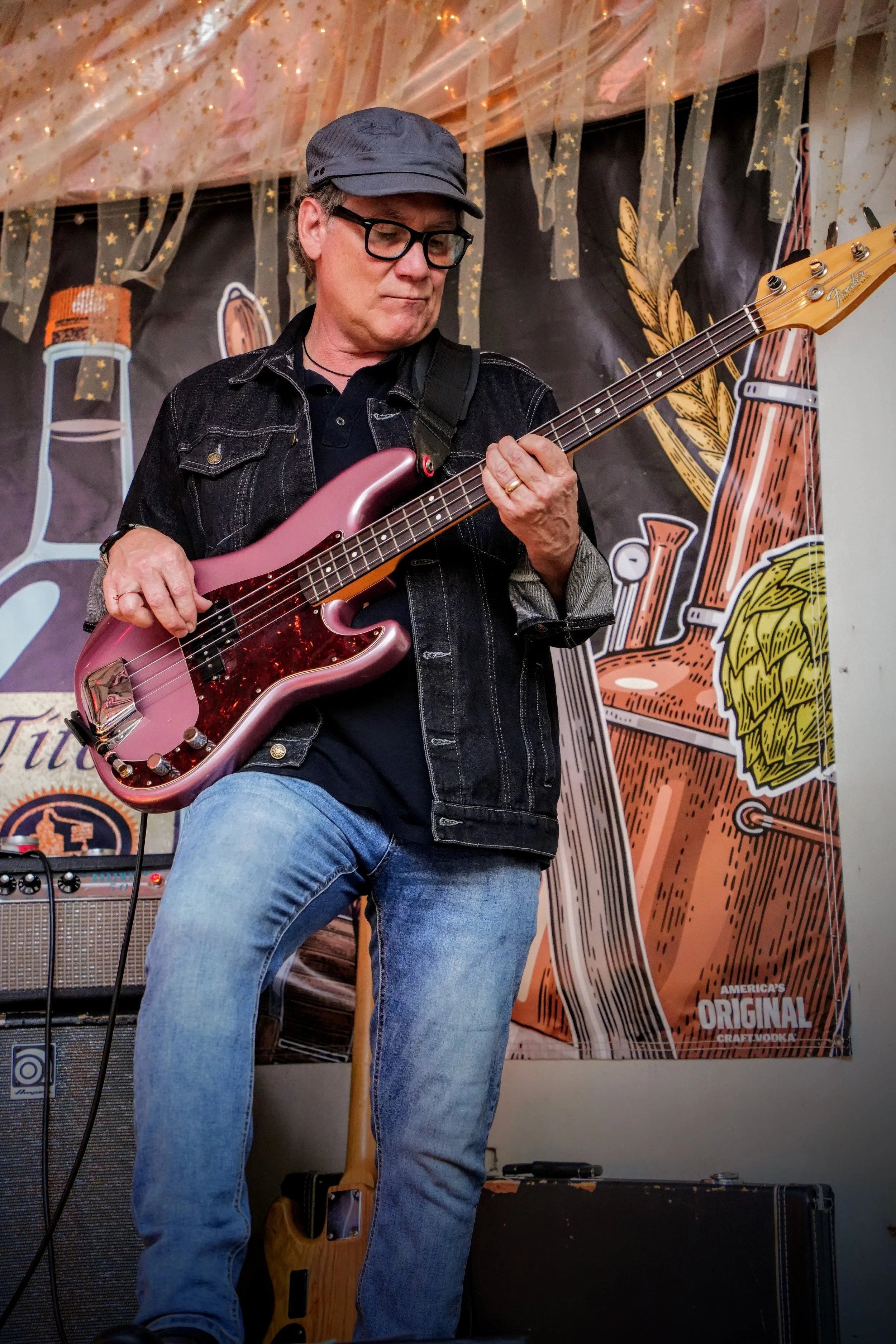 Greg Baker performing on Bass Guitar live from The Rathskellar Biergarten as part of the annual Stevie Ray Vaughn (SRV) tribute show.