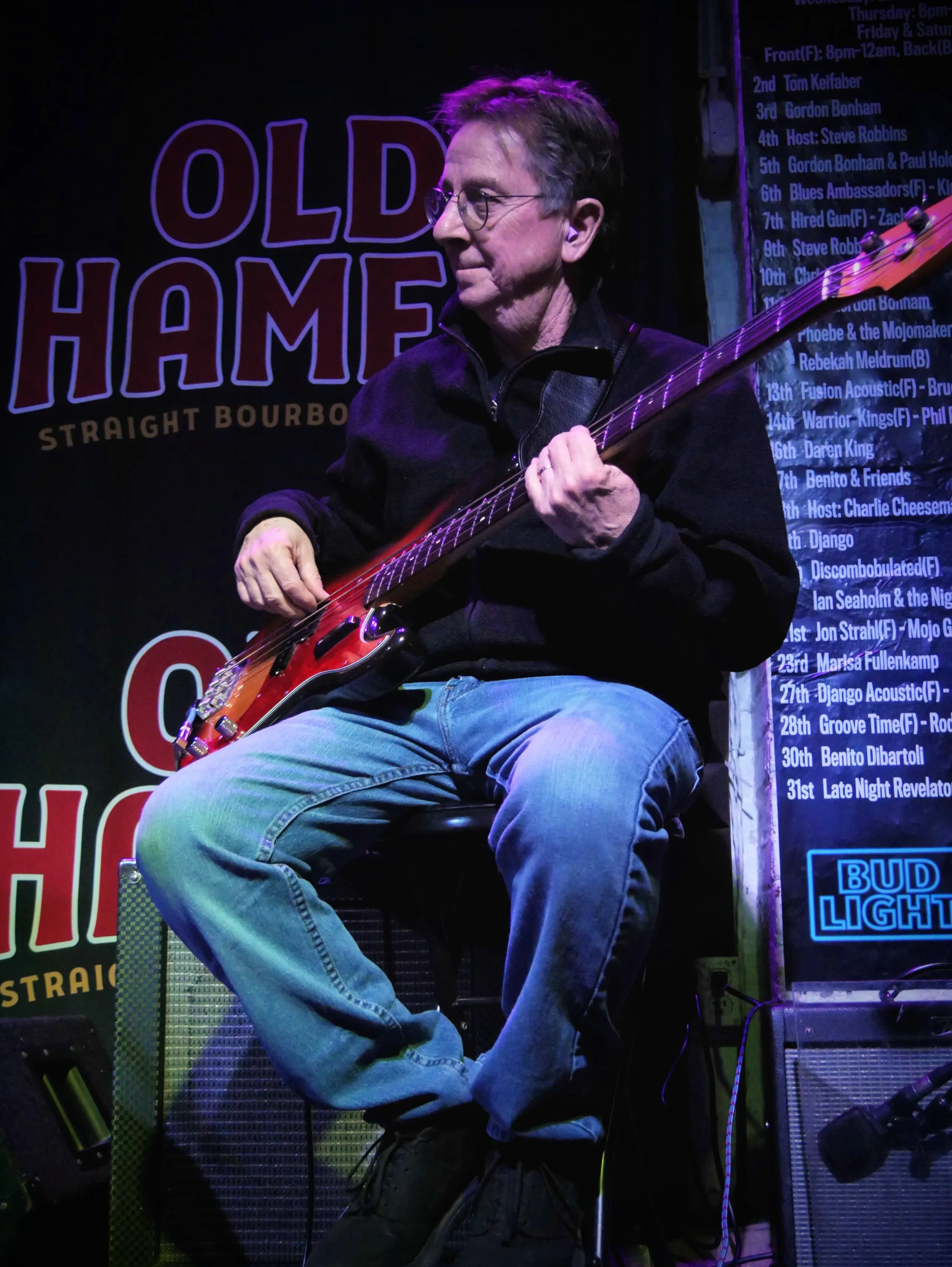 Fred Withrow performs live on Bass Guitar at the historic Slippery Noodle Inn located in the heart of Downtown Indy.