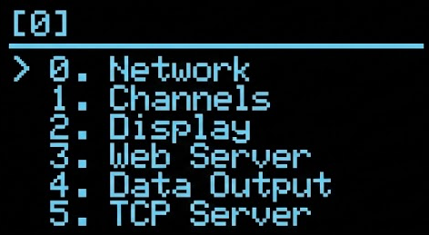Onboard OLED display showing a menu for configuration of a temperature logger with persistent NVM storage.