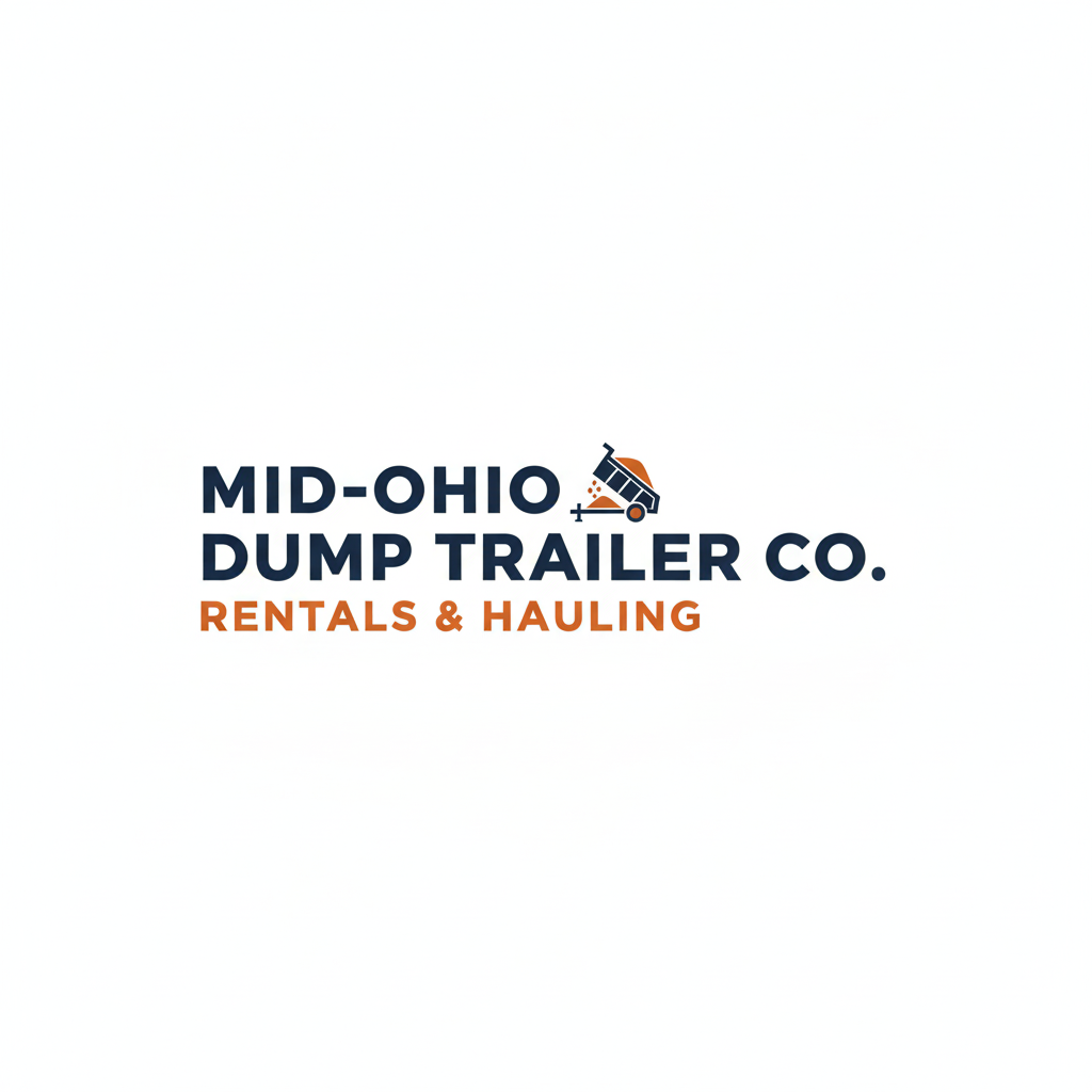 Logo of Mid-Ohio Dump Trailer Co. with text "Rentals & Hauling" and a small illustration of a dump trailer
