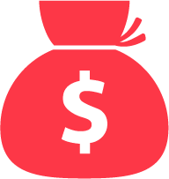 Red money bag with a dollar sign