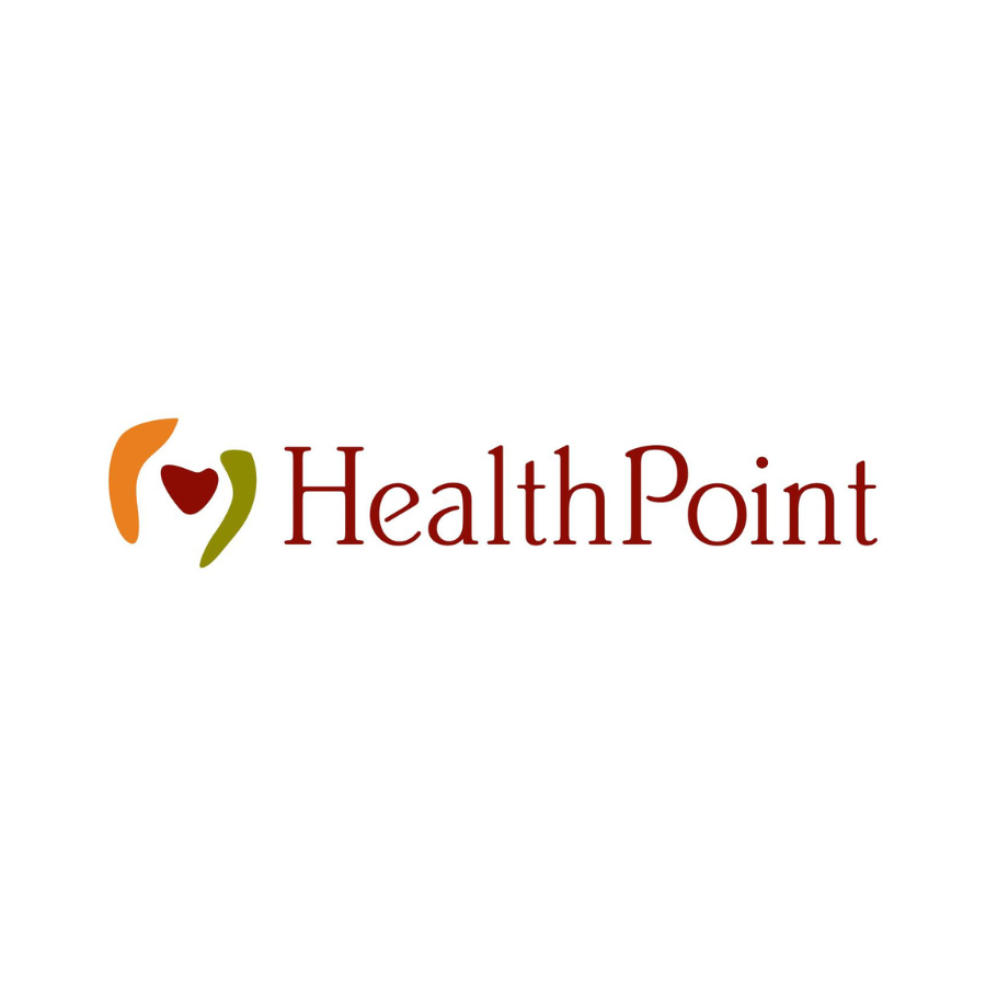 HealthPoint logo with stylized abstract shapes and the text 'HealthPoint' in maroon.
