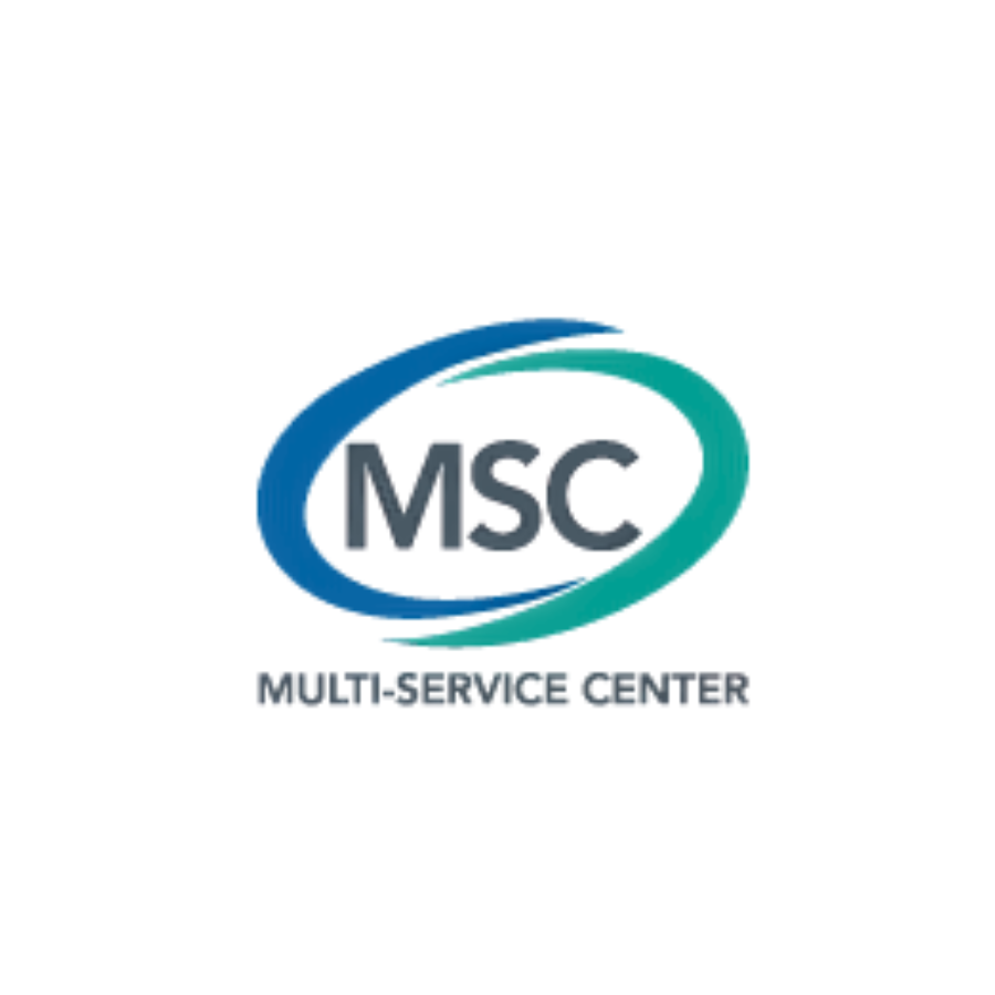 Logo for MSC Multi-Service Center with blue and green swooshes around the acronym MSC.