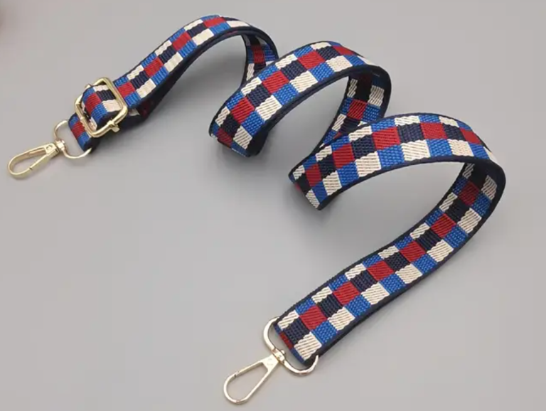 Narrow Blue/Red Check Bag Strap