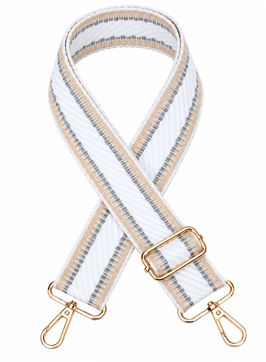 White/Beige Stripe Bag Strap