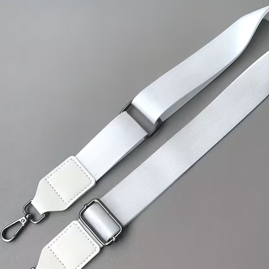 White Bag Strap/Black Buckle