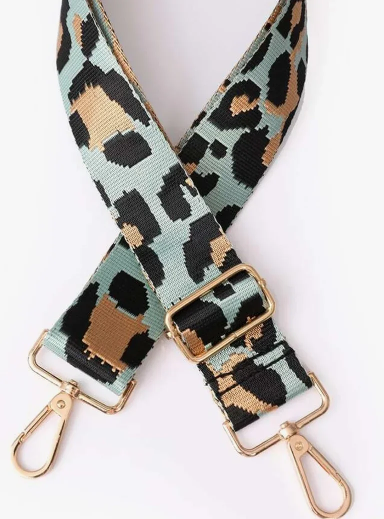 Aqua Leopard Bag Strap