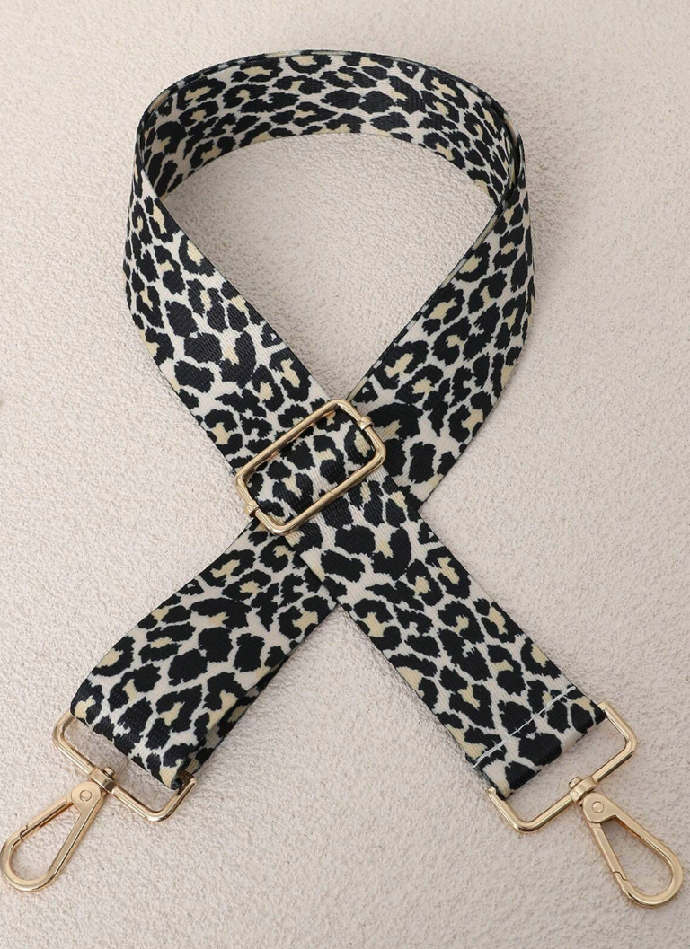 Cream Leopard Print Bag Strap
