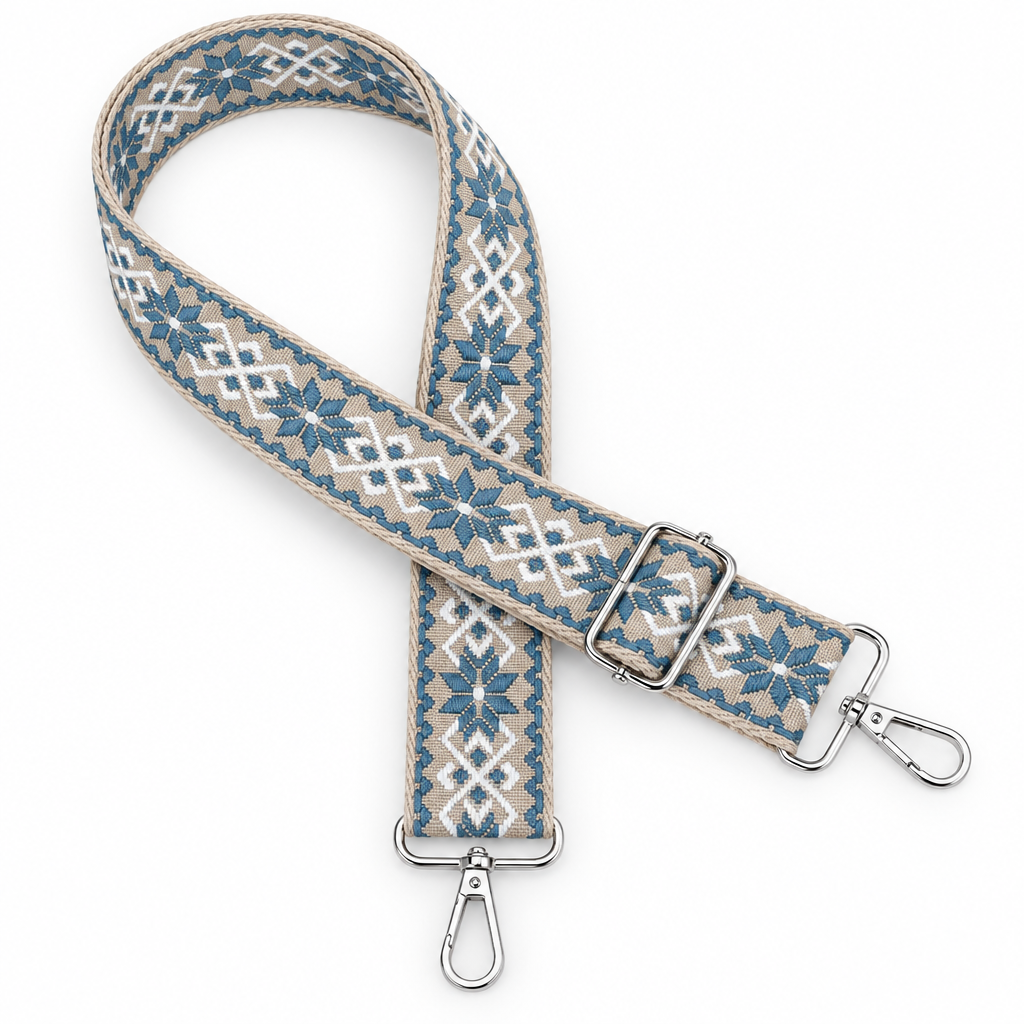 Beige/Blue Bag Strap