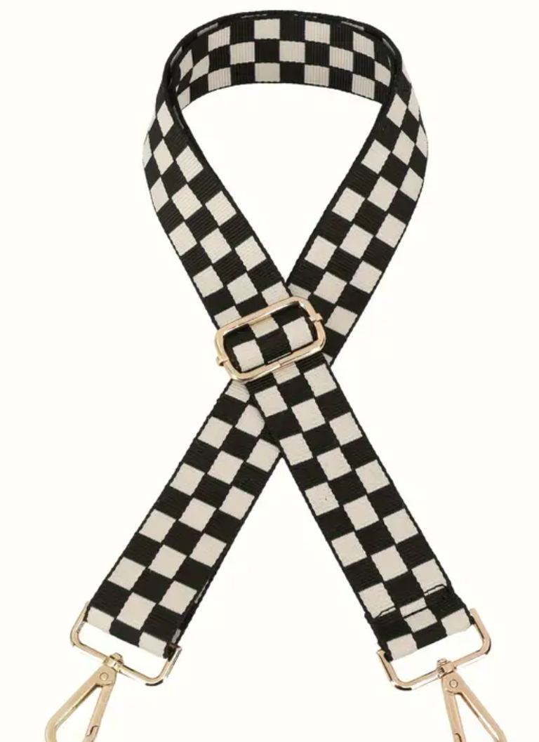 Black Check Bag Strap