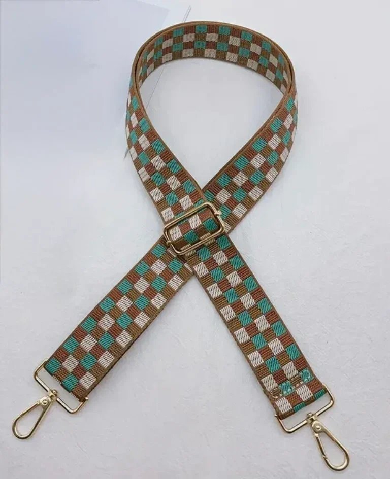 Green/Brown Check Bag Strap