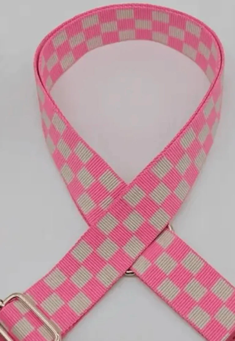 Pink Check Bag Strap
