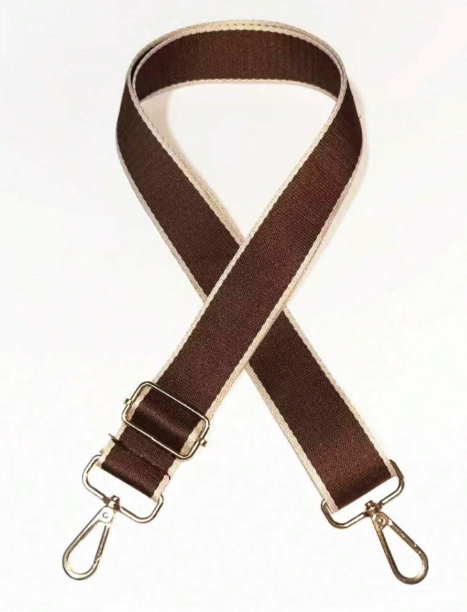Brown Cream Trim Bag Strap